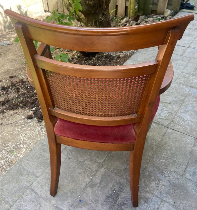 Cane Back Armchair with Burgundy Velvet Seat - photo 2