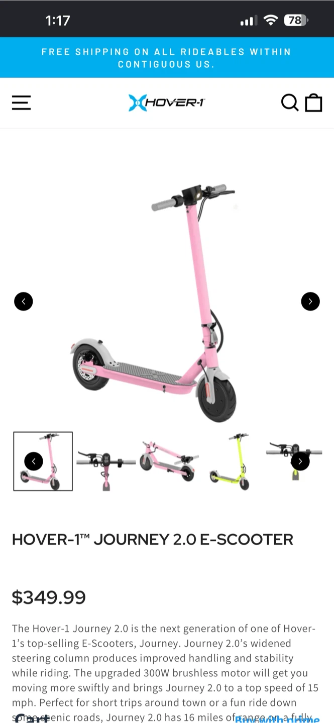 Hover-1 Journey 2.0 Pink E-Scooter - photo 3