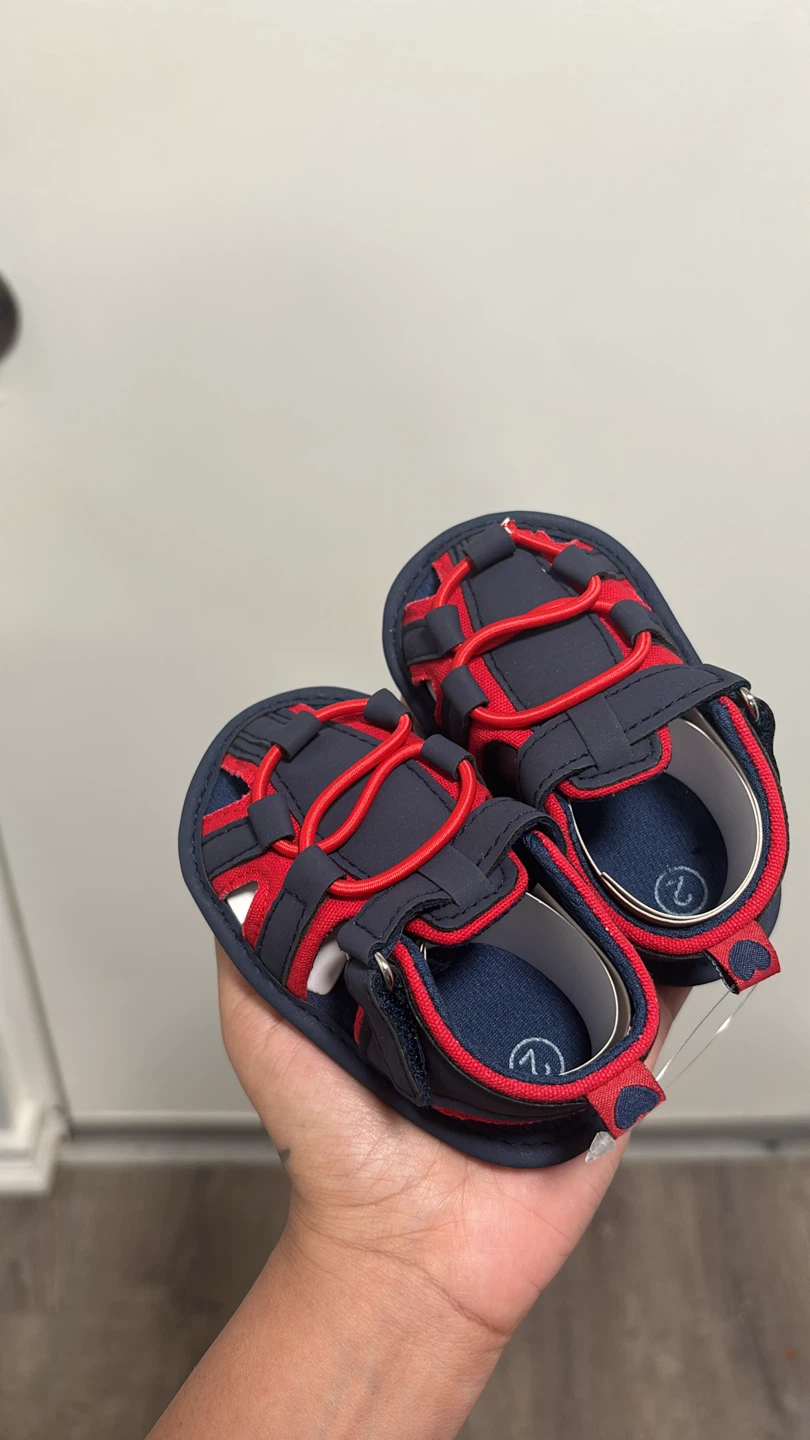 Baby Boy's Navy and Red Sandals Size 1