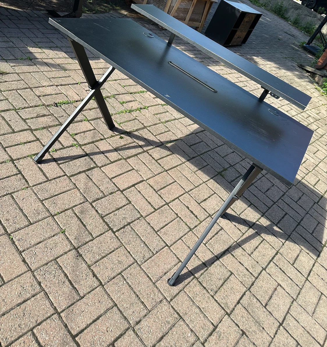 Black Gaming Desk with Shelf - photo 2