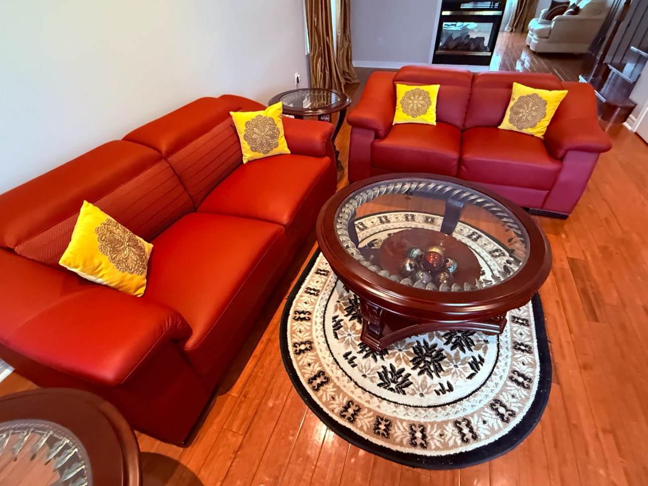Red Sectional Sofa with Coffee Table and End Tables - photo 2