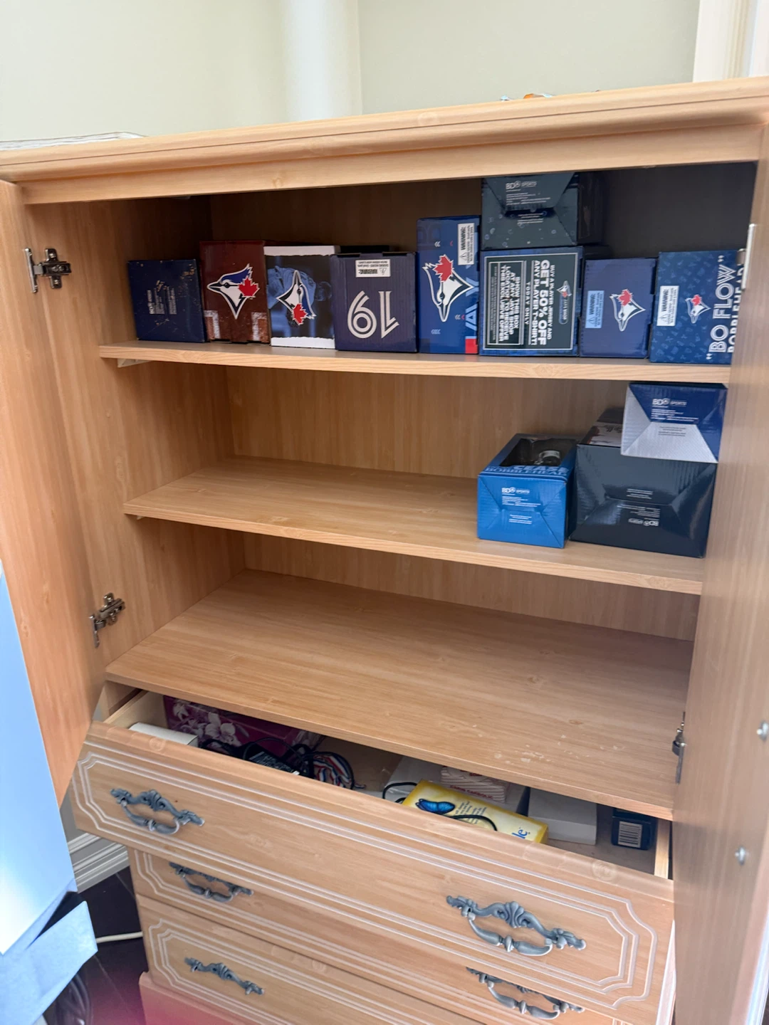 Light Wood Armoire with Drawers