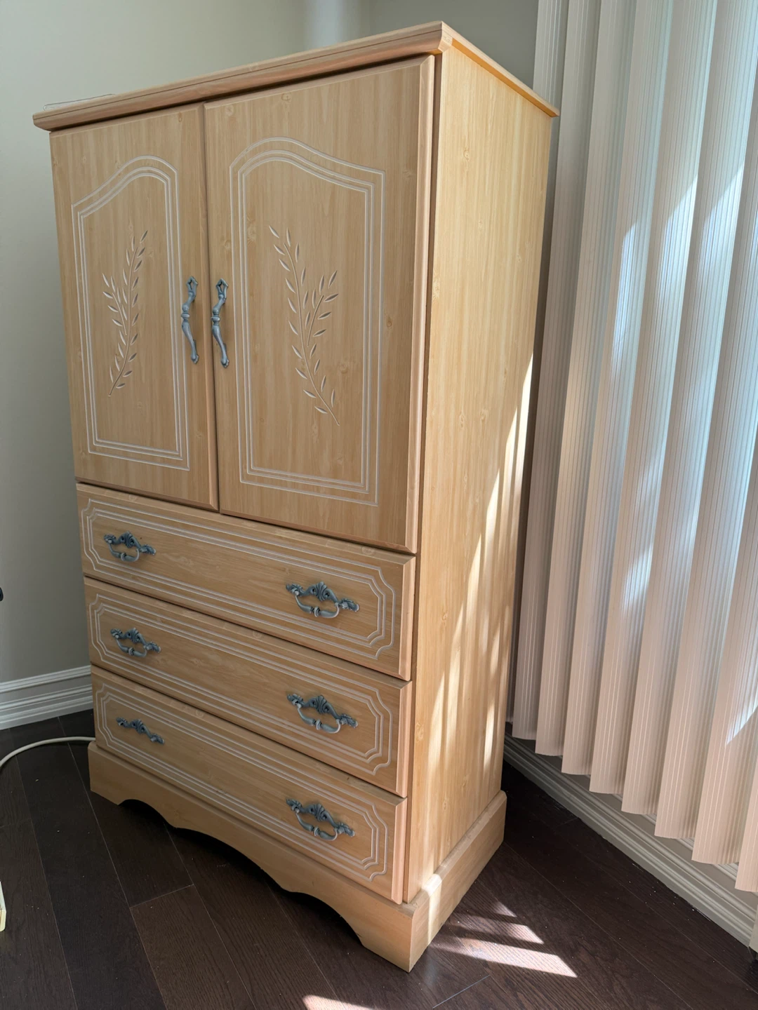 Light Wood Armoire with Drawers - photo 2