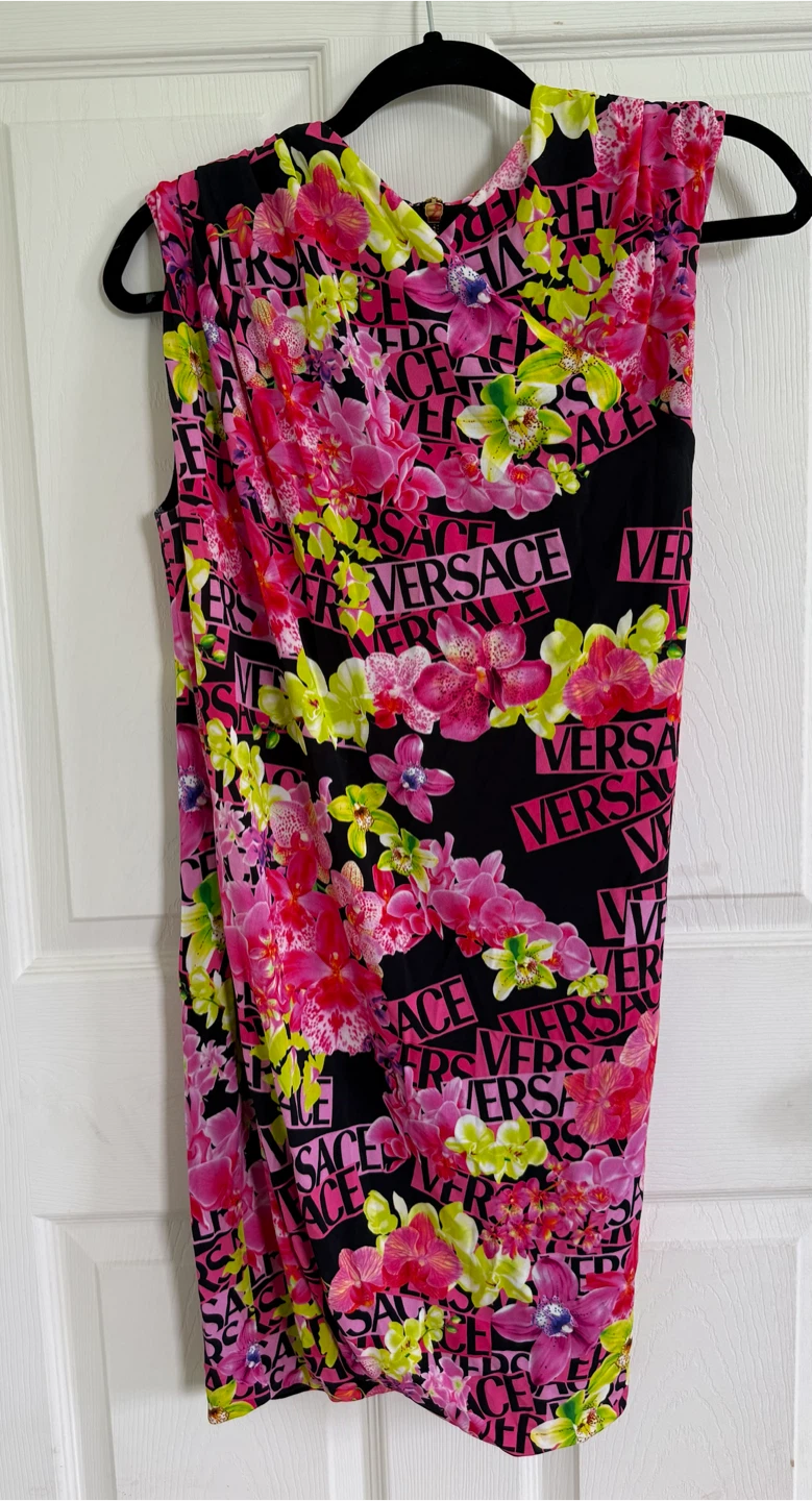 Versace Floral Print Sleeveless Dress