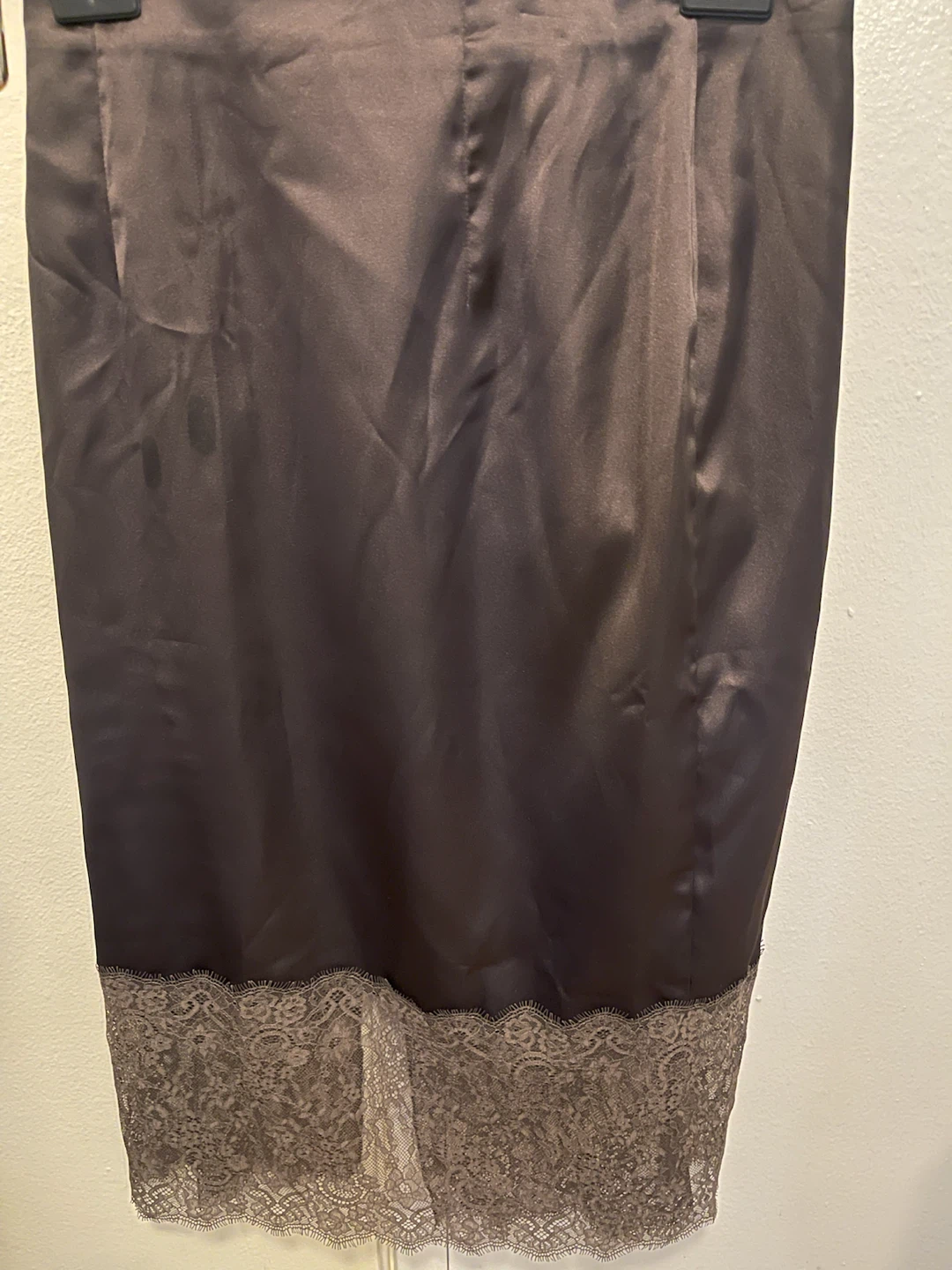 Satin Slip Skirt with Lace Trim - photo 2