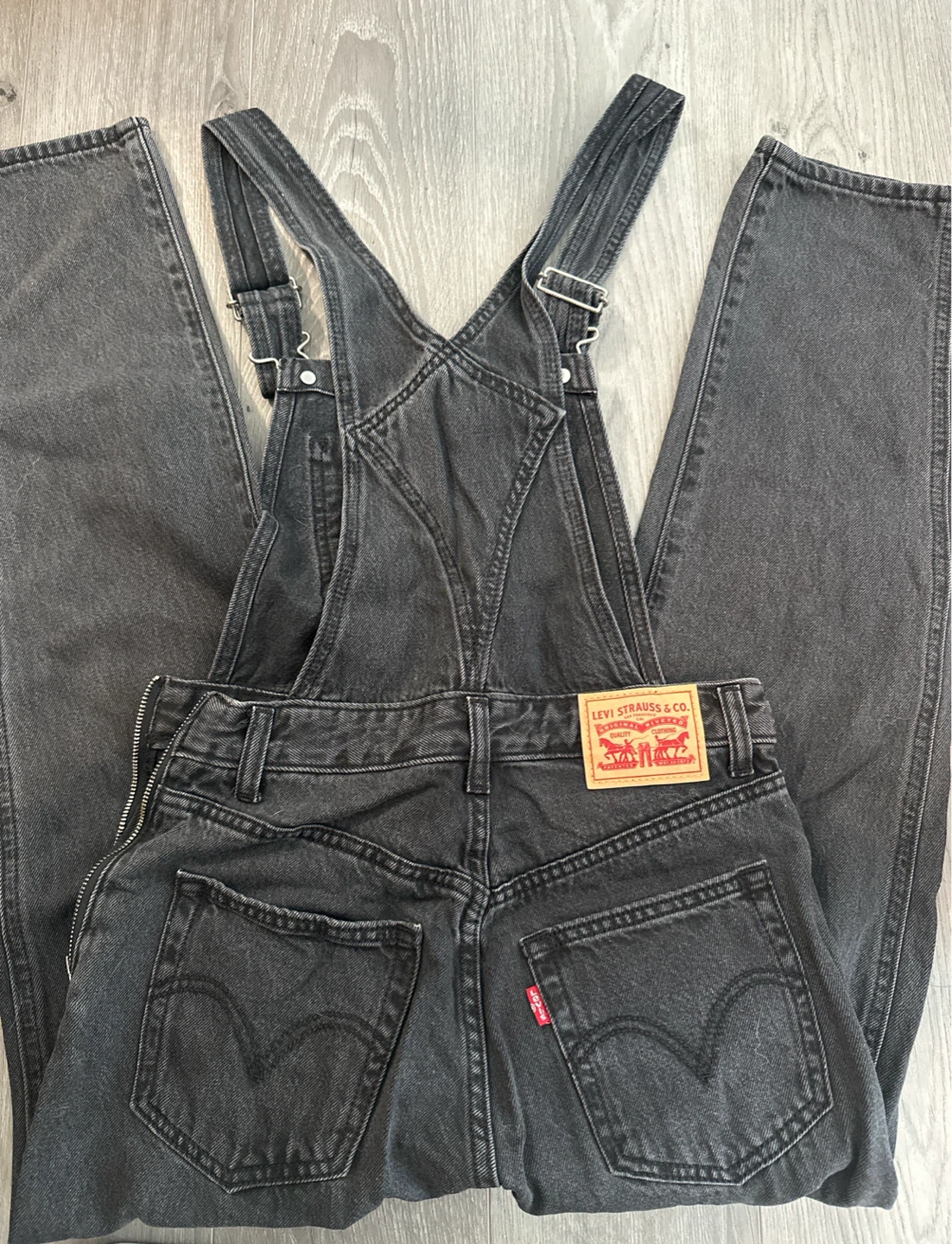 Dark Grey Levi Denim Overalls