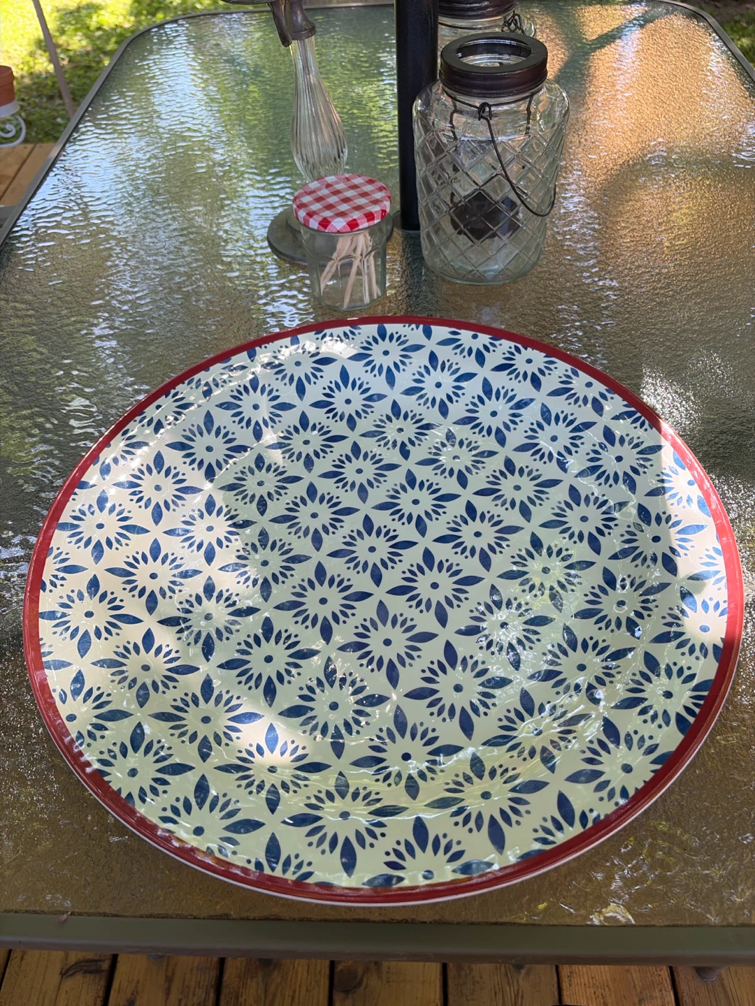 Beautiful Summer Blue & White Round Tray