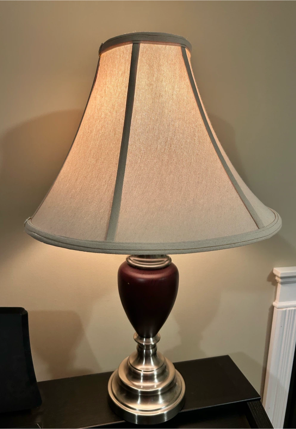 Set of 2 Table Lamps with Burgundy and Brushed Nickel Base - photo 2