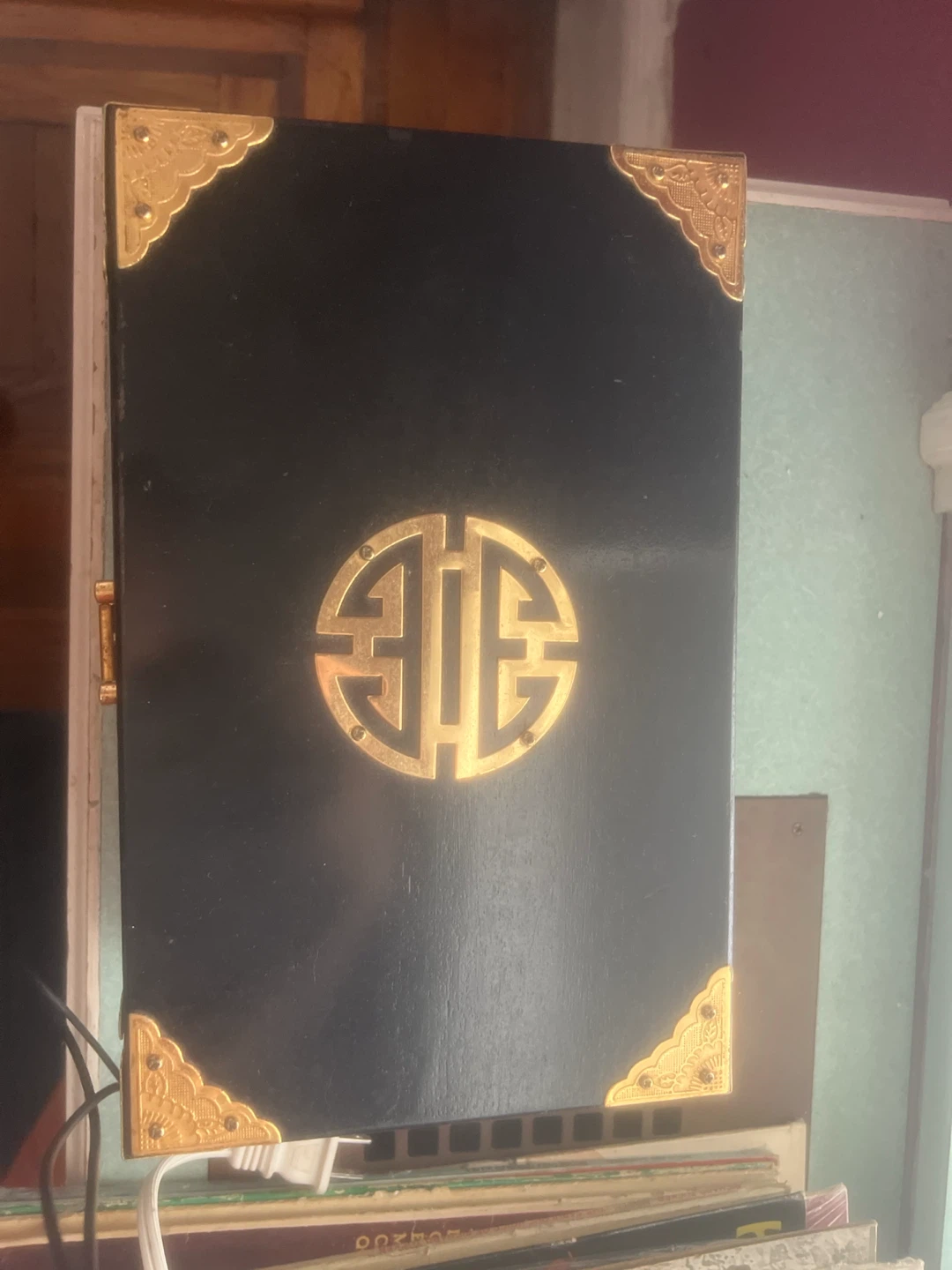 Black Jewelry Box with Gold Accents