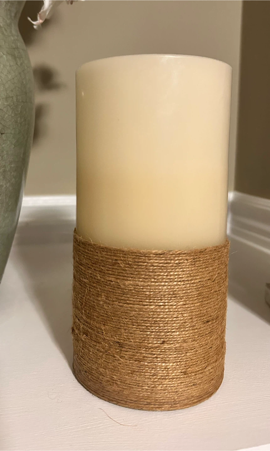 Decorative Pillar Candle with Jute Wrap