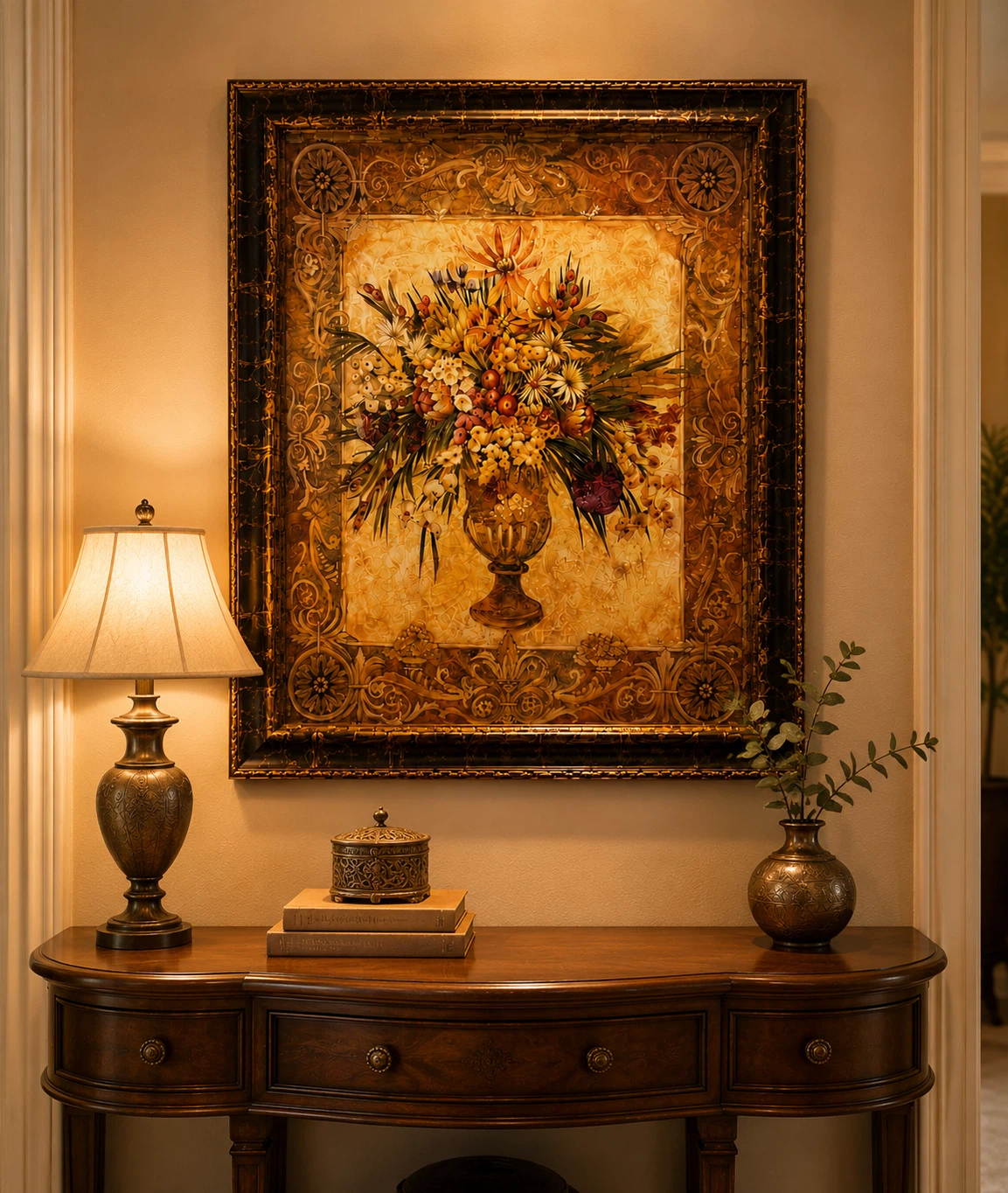 Framed Floral Still Life Painting