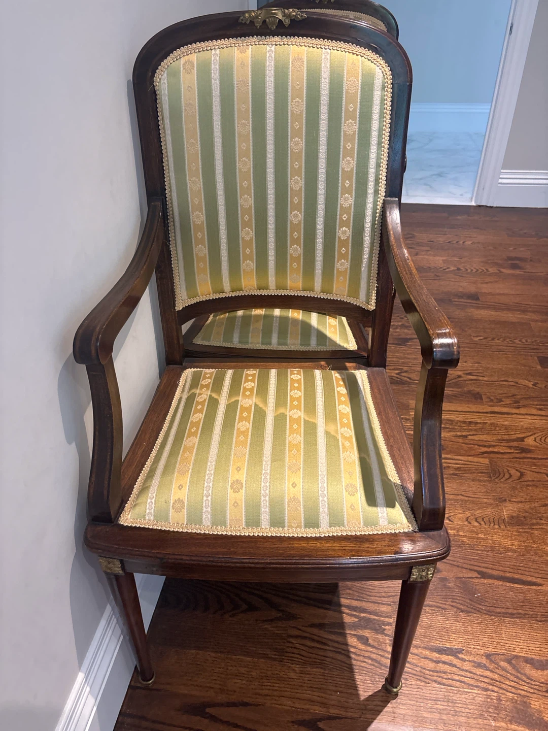 Vintage Upholstered Accent dining  Chair bronze ormolu - photo 3