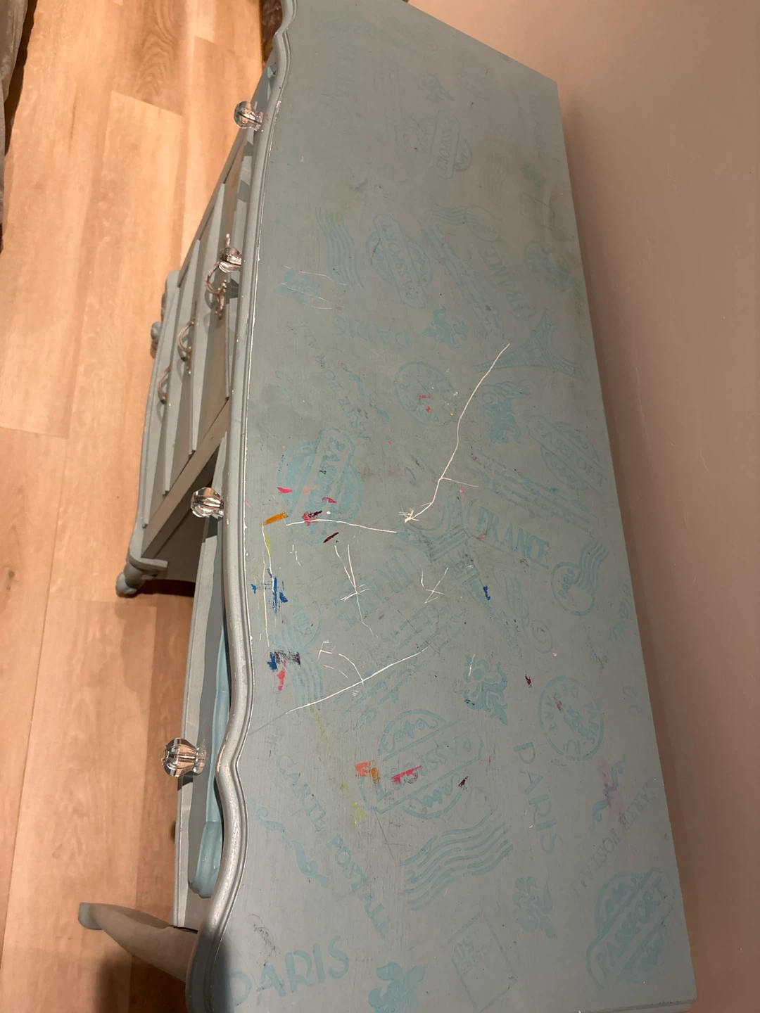 Vintage Blue Desk with Stamp Design - photo 2