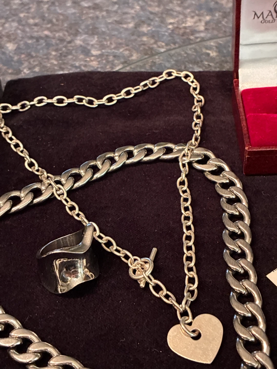 Silver Tone Necklace, Bracelet, and Ring Set - photo 2