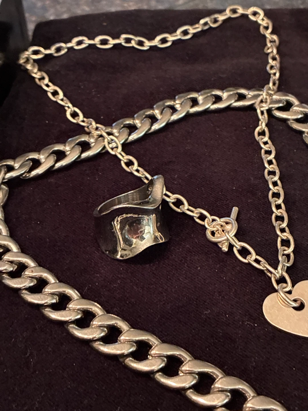 Silver Tone Necklace, Bracelet, and Ring Set - photo 3