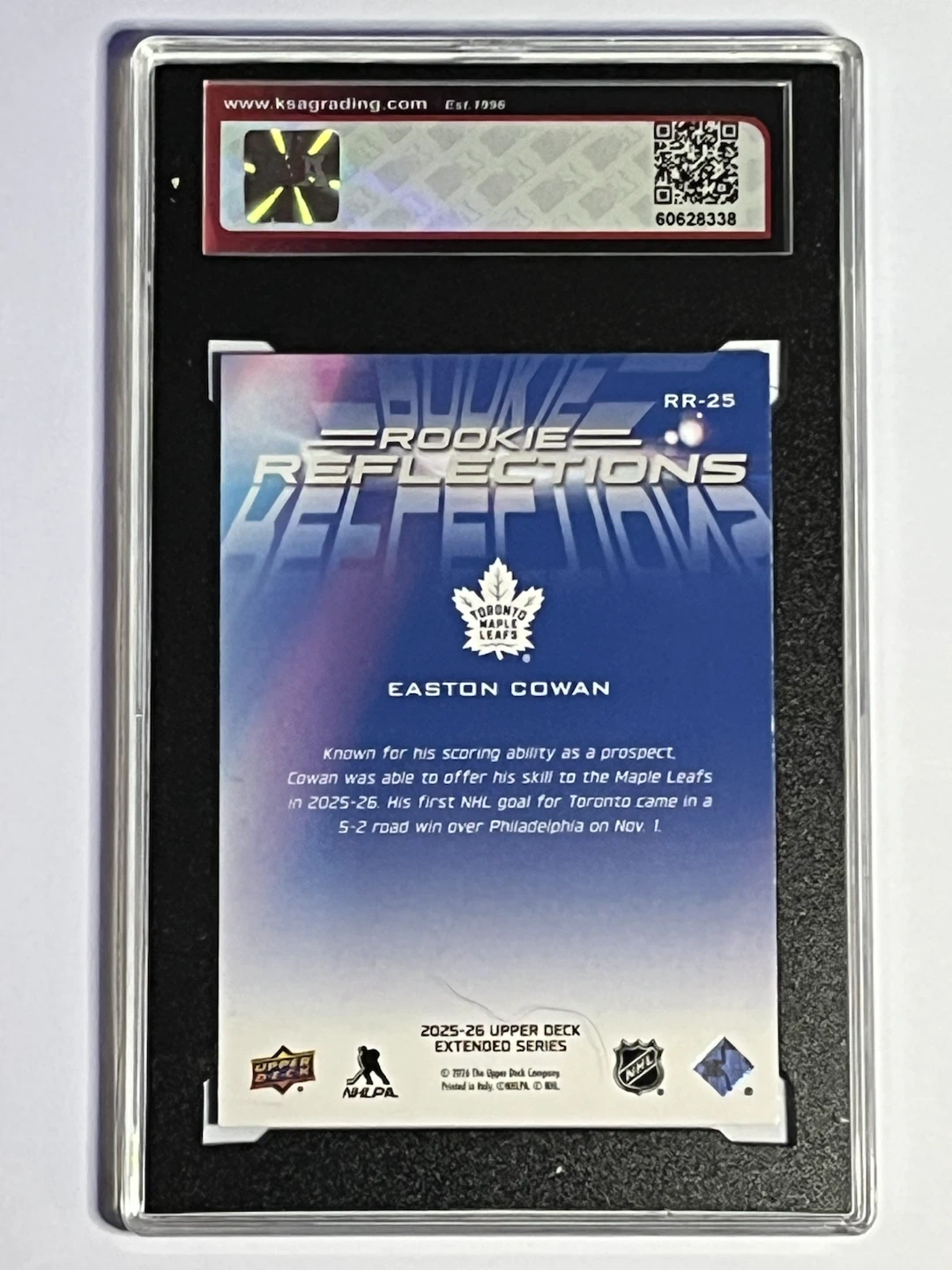 2025-26 Easton Cowan Rookie Reflections Hockey Card #RR-25 - photo 2