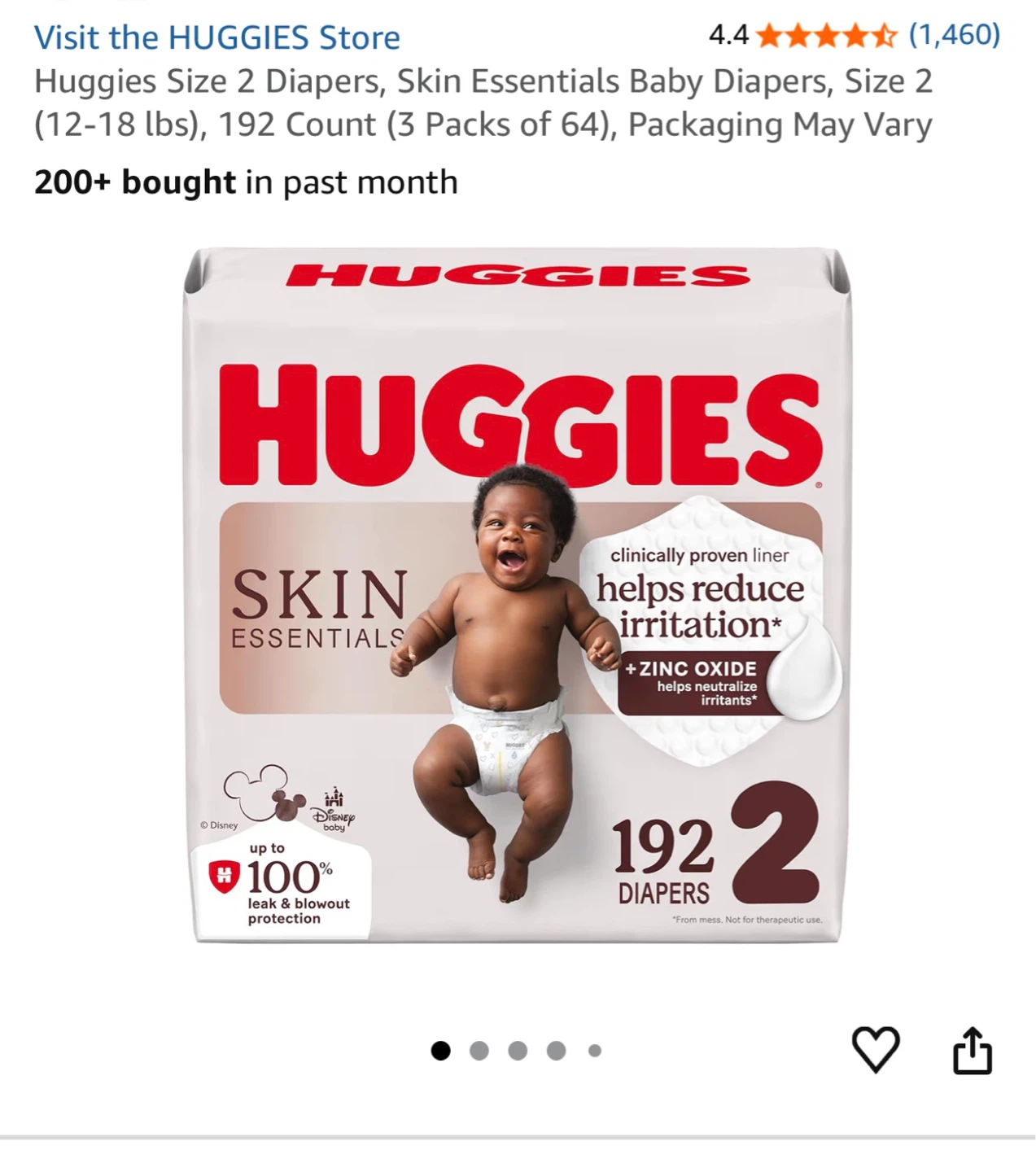 Huggies Size 2 Skin Essentials Diapers, 192 Count