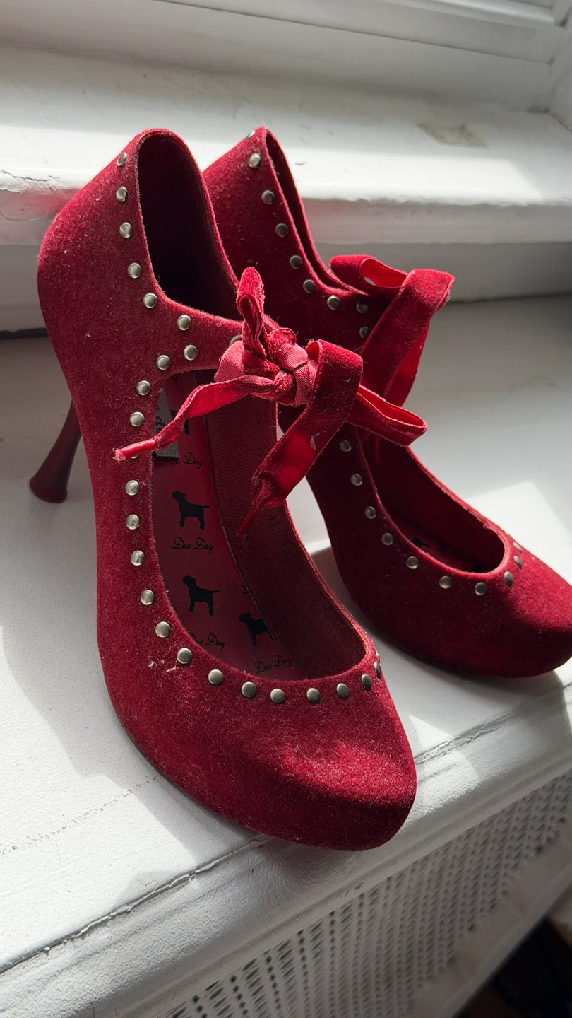 Melissa Red Velvet Mary Jane Heels