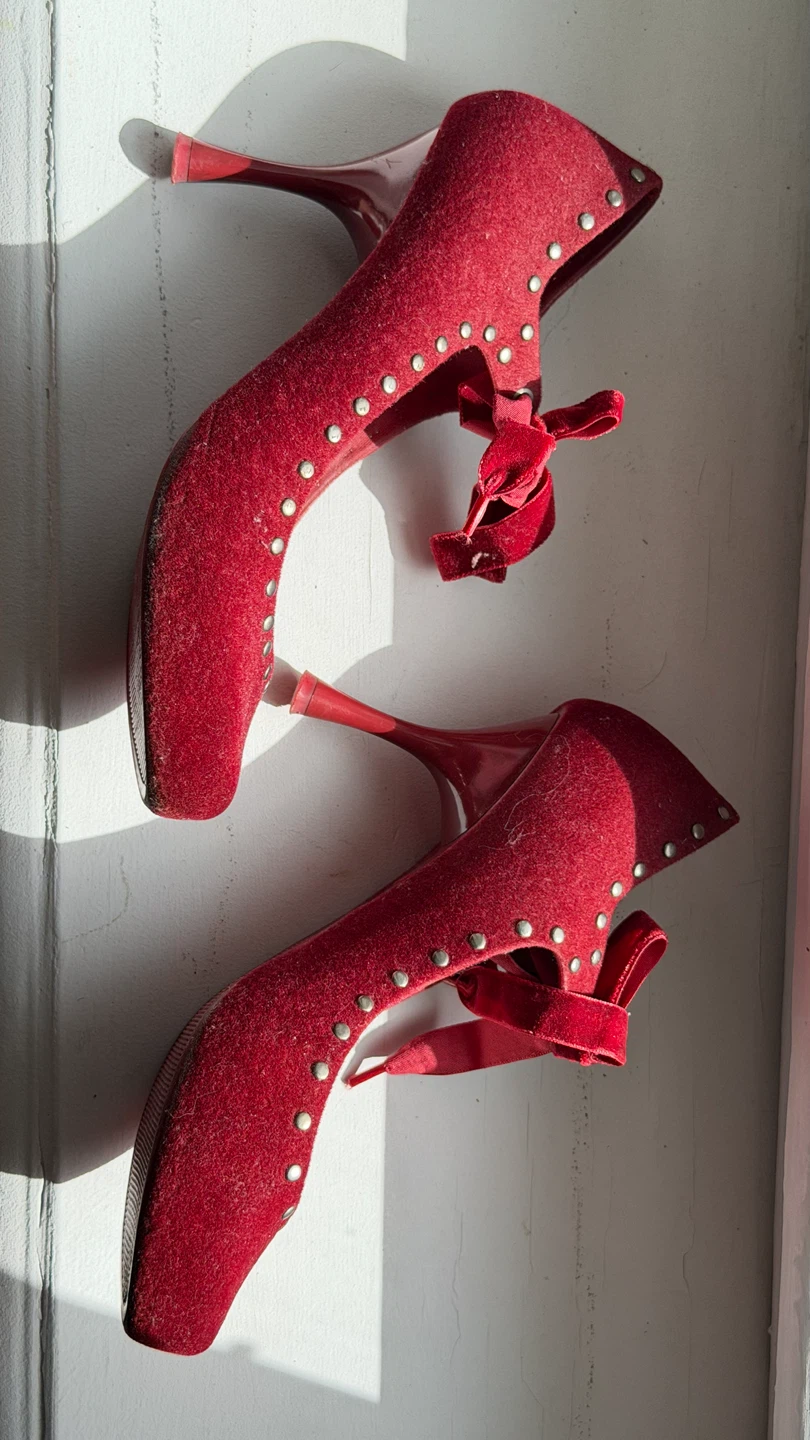 Melissa Red Velvet Mary Jane Heels - photo 3