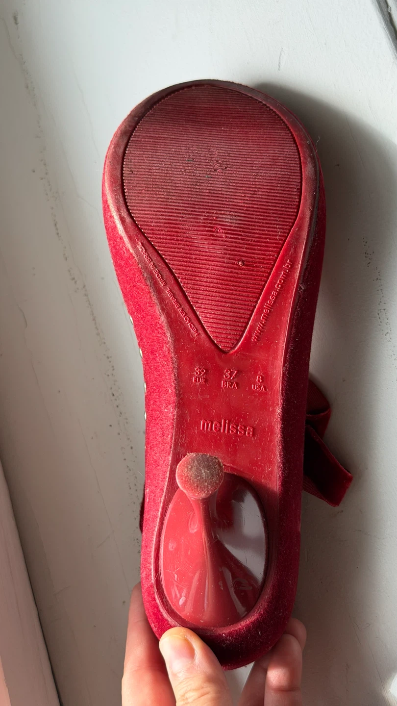 Melissa Red Velvet Mary Jane Heels - photo 4