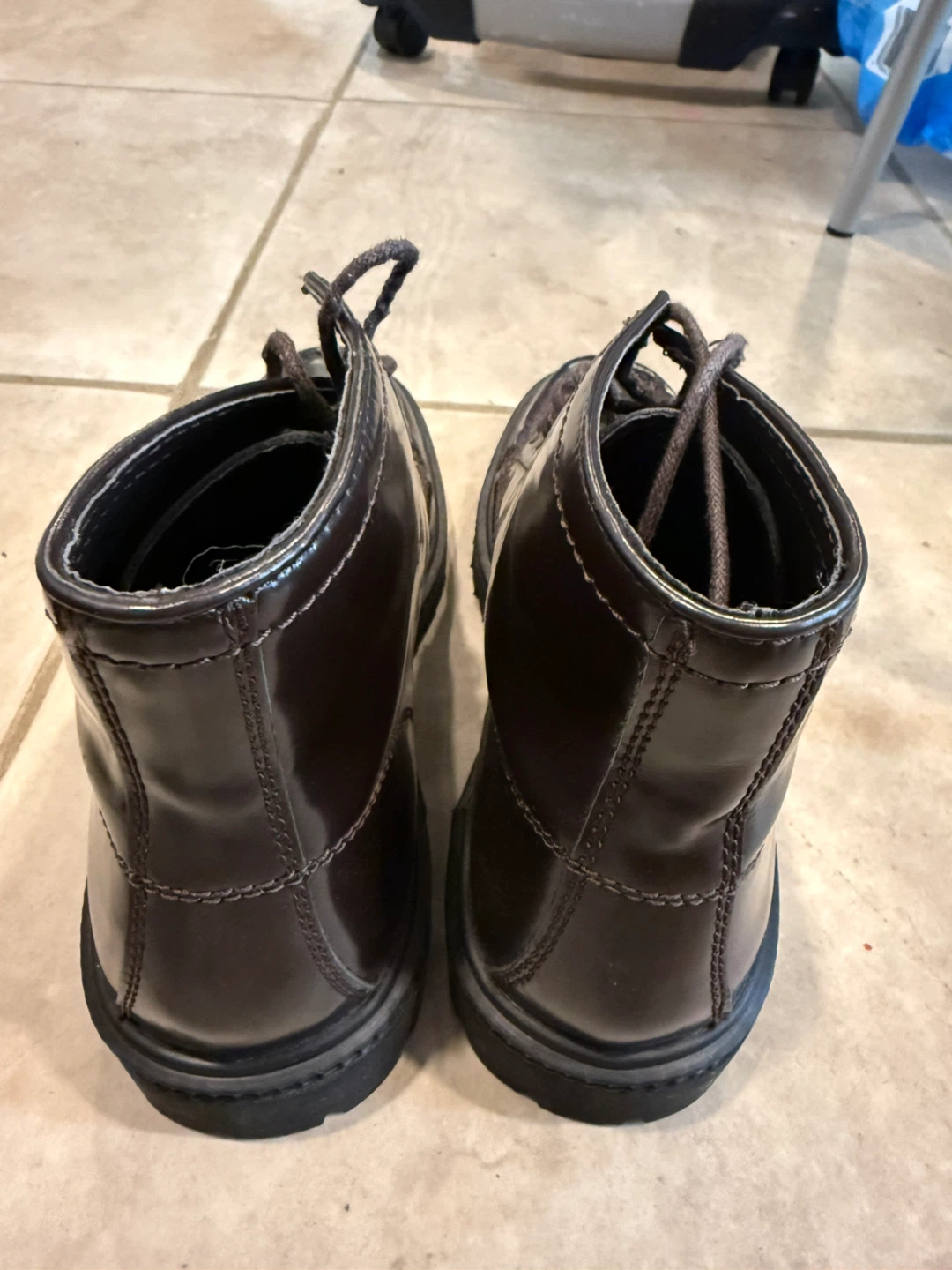 EXPRESS Burgundy Leather Chunky Boots Mens Size 8 - photo 3