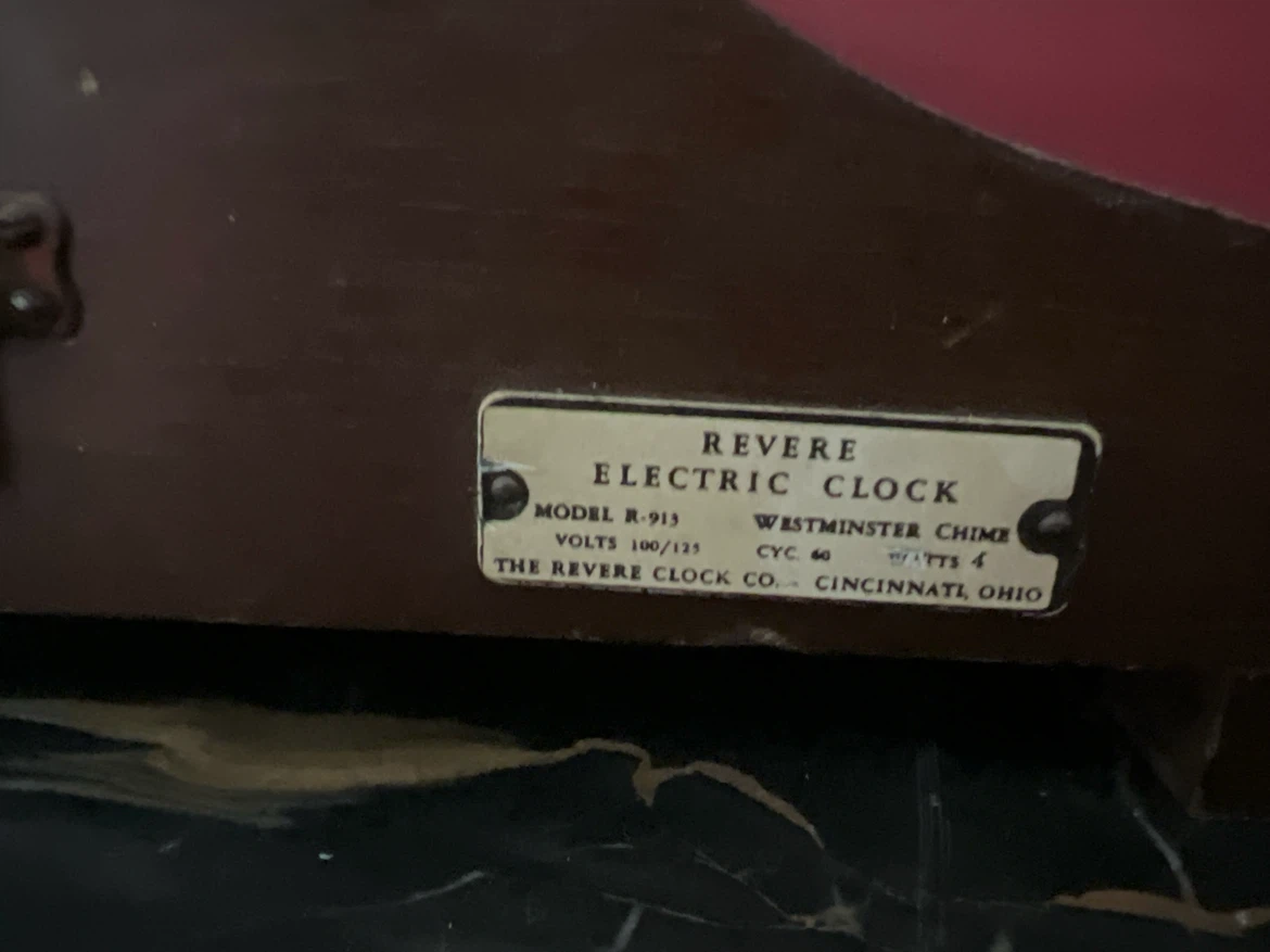 Revere Electric Westminster Chime Mantle Clock Model R-913 - photo 2