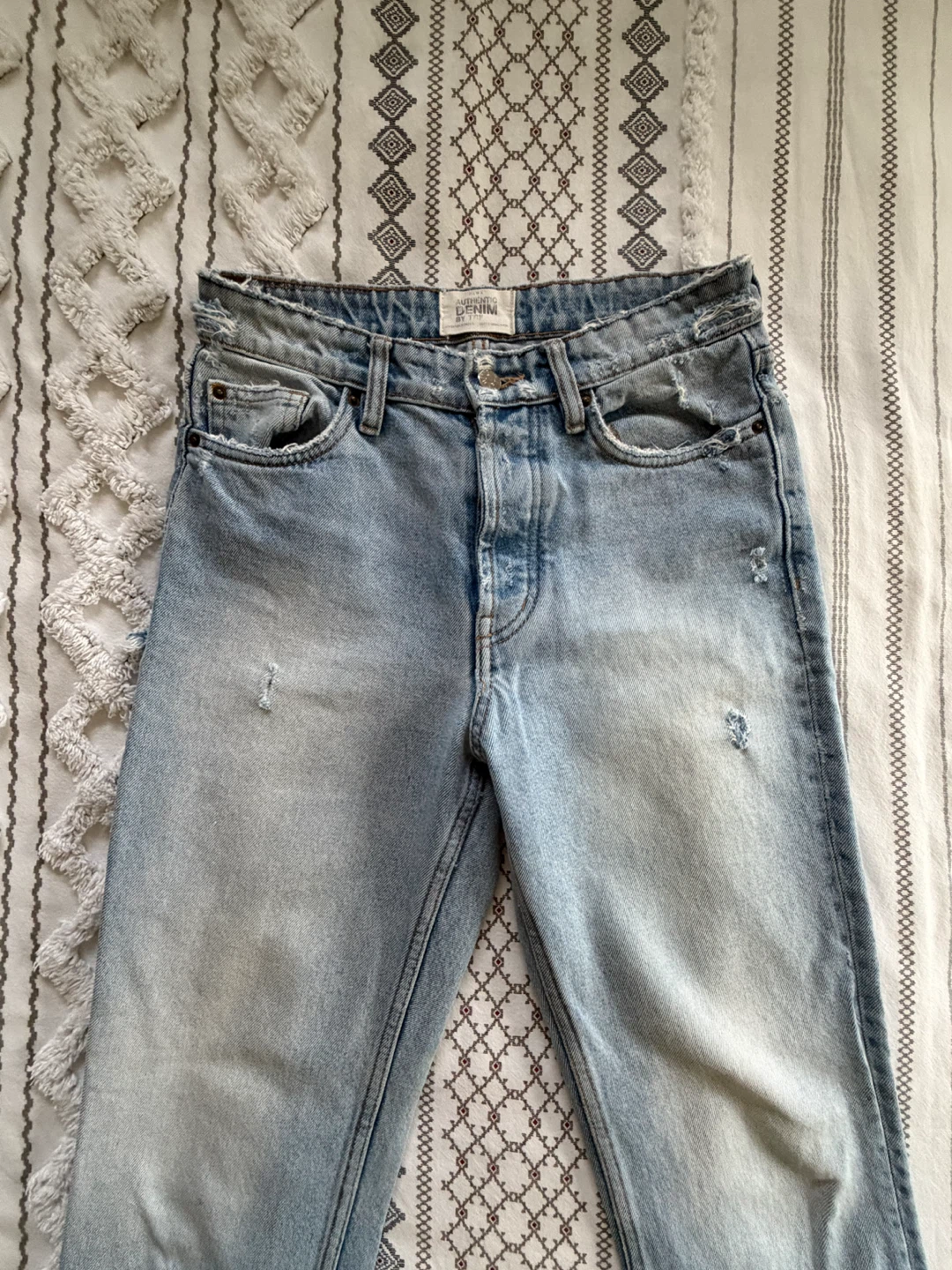 Zara TRF Authentic Denim Light Wash Straight Leg Jeans - photo 3