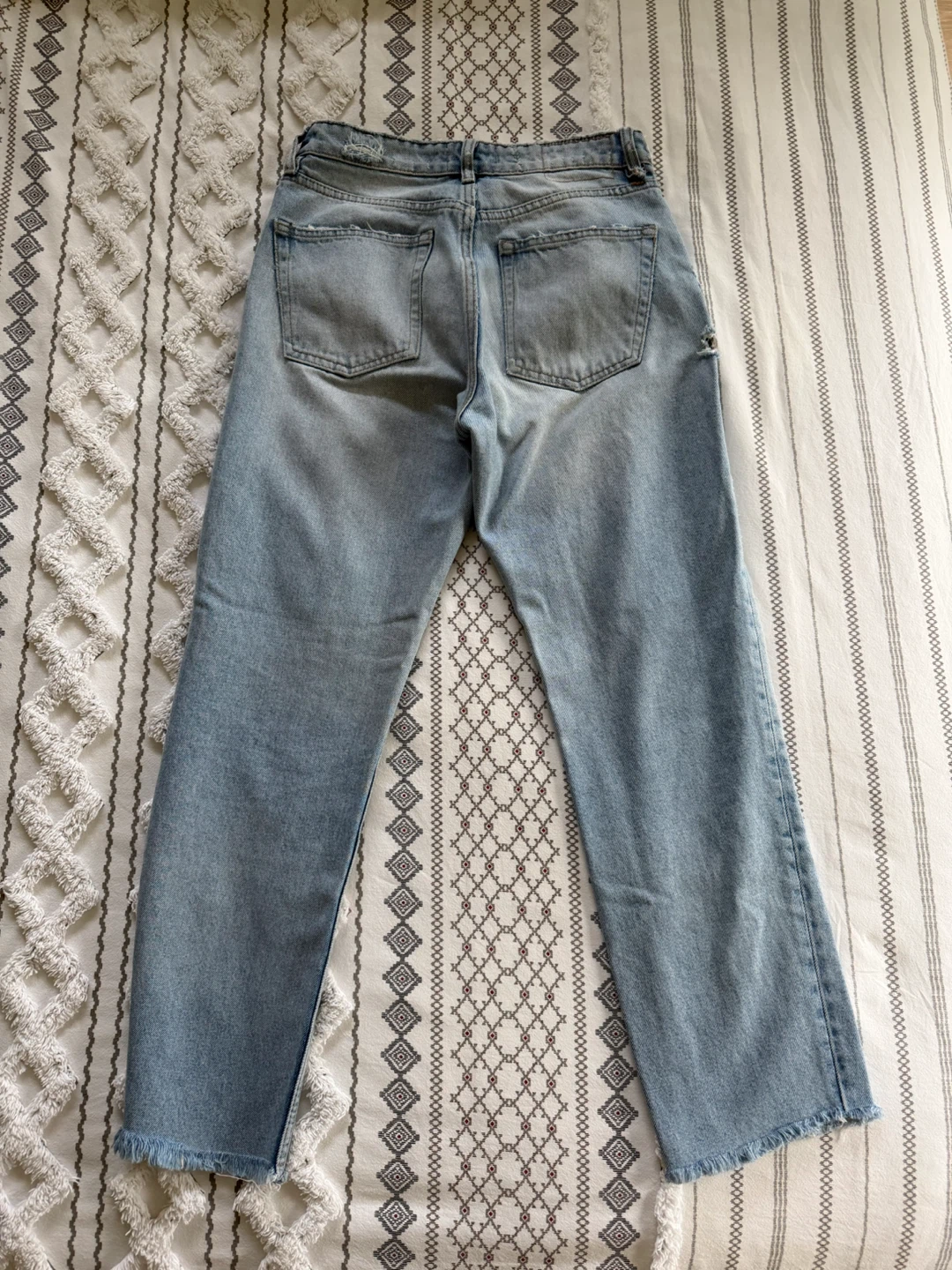 Zara TRF Authentic Denim Light Wash Straight Leg Jeans - photo 4