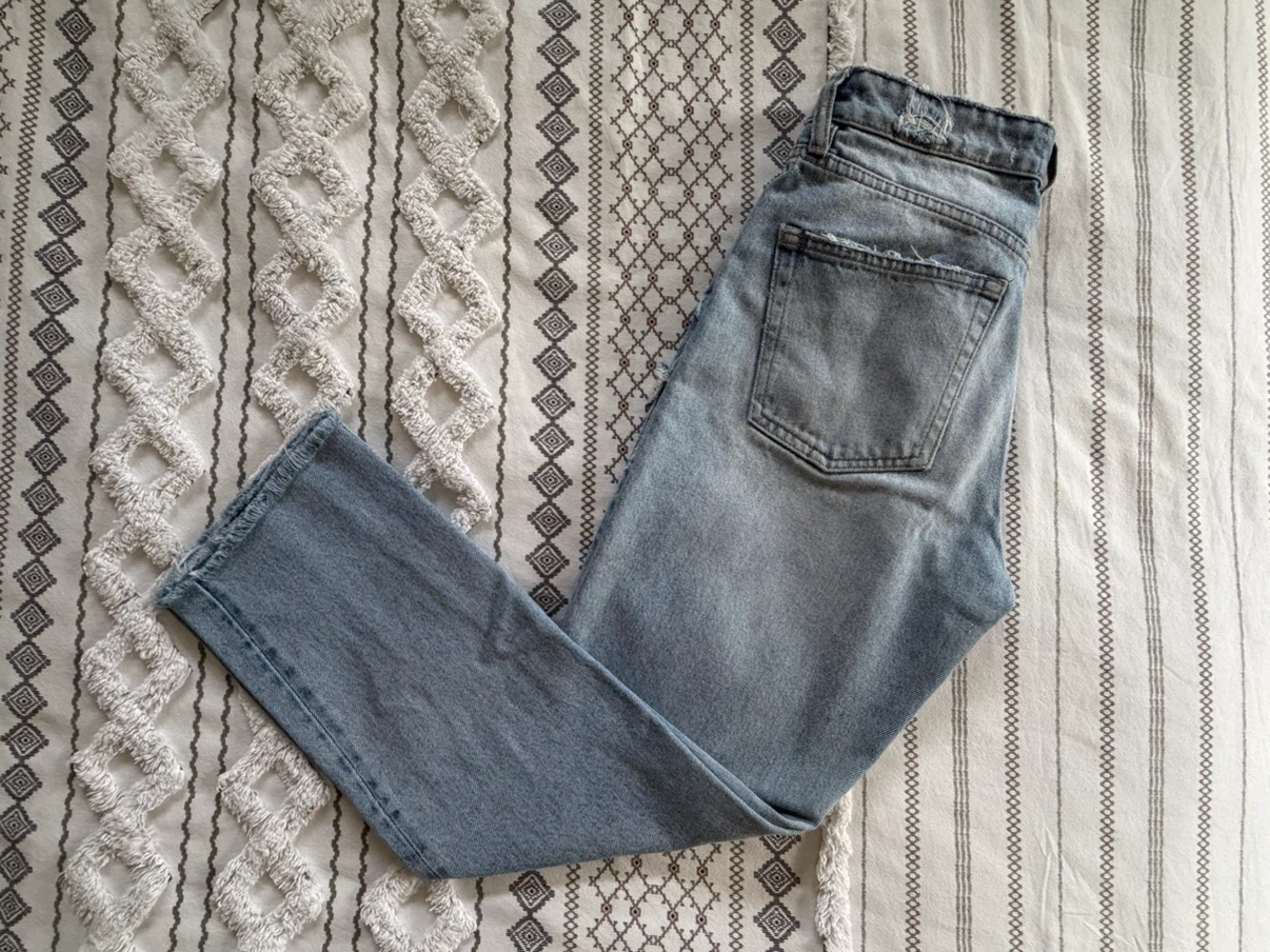 Zara TRF Authentic Denim Light Wash Straight Leg Jeans - photo 5
