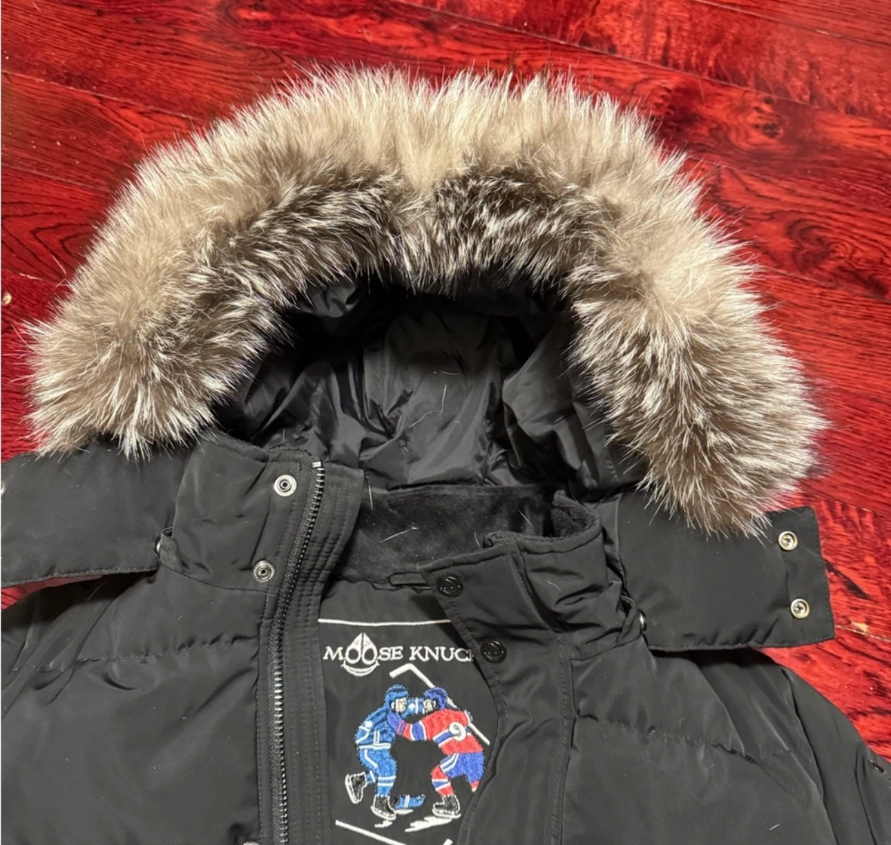 Moose Knuckles Black Puffer Jacket with Fur Hood - photo 3