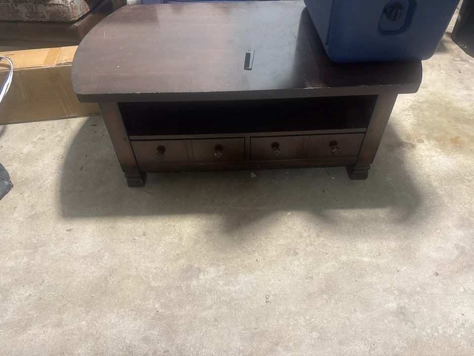 Dark Wood Coffee Table with Drawers
