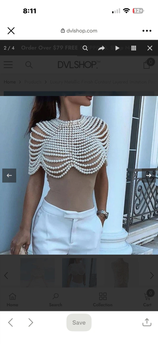 Pearl and Gold Chain Body Harness - photo 3