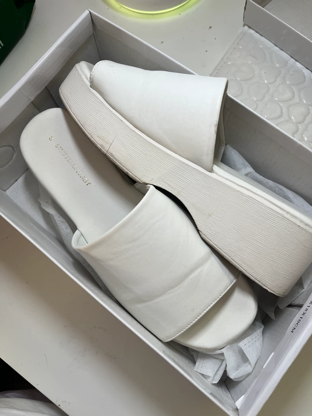 White Platform Slide Sandals