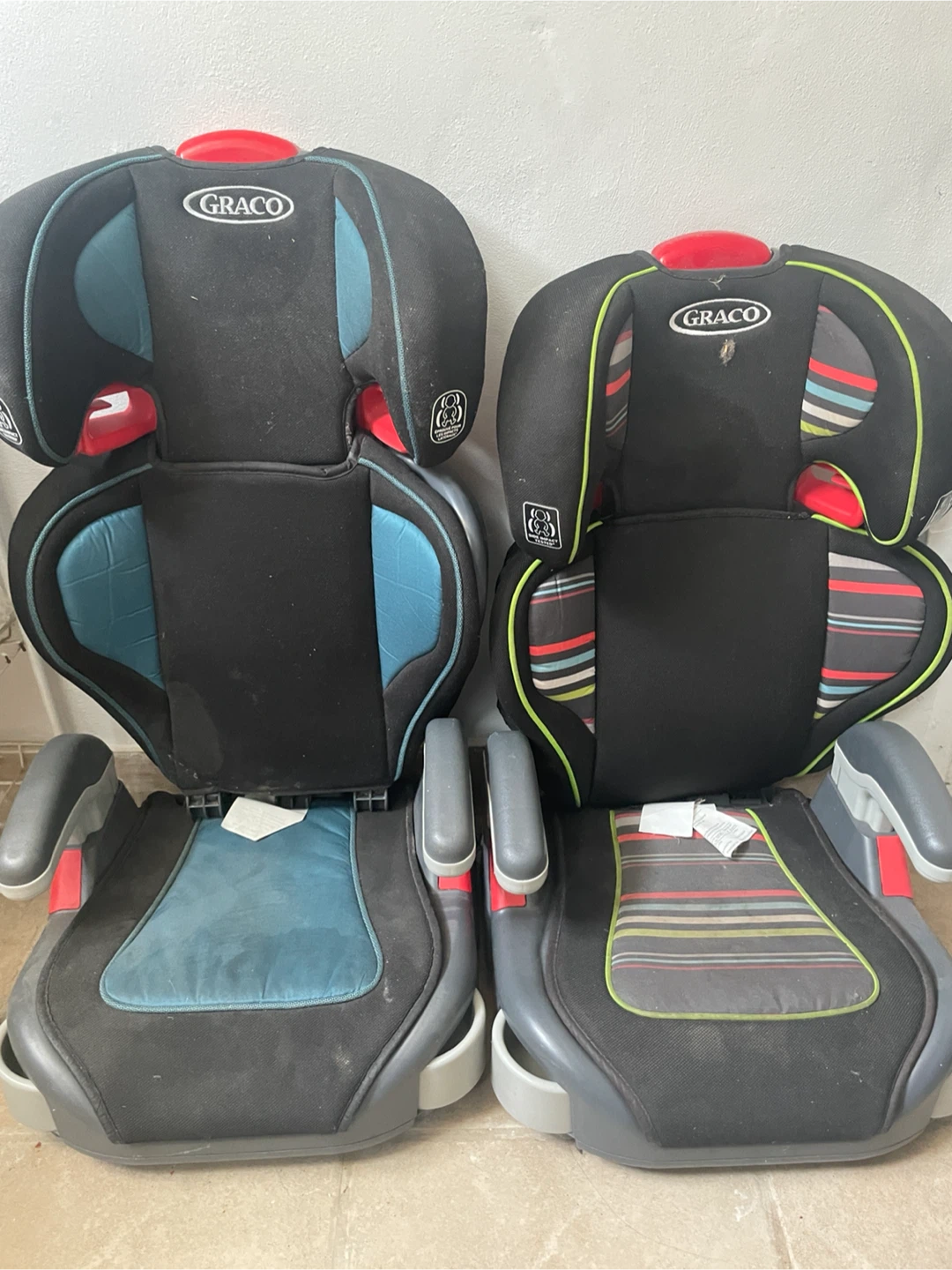 Graco Booster Car Seat - Blue/Gray and Stripe