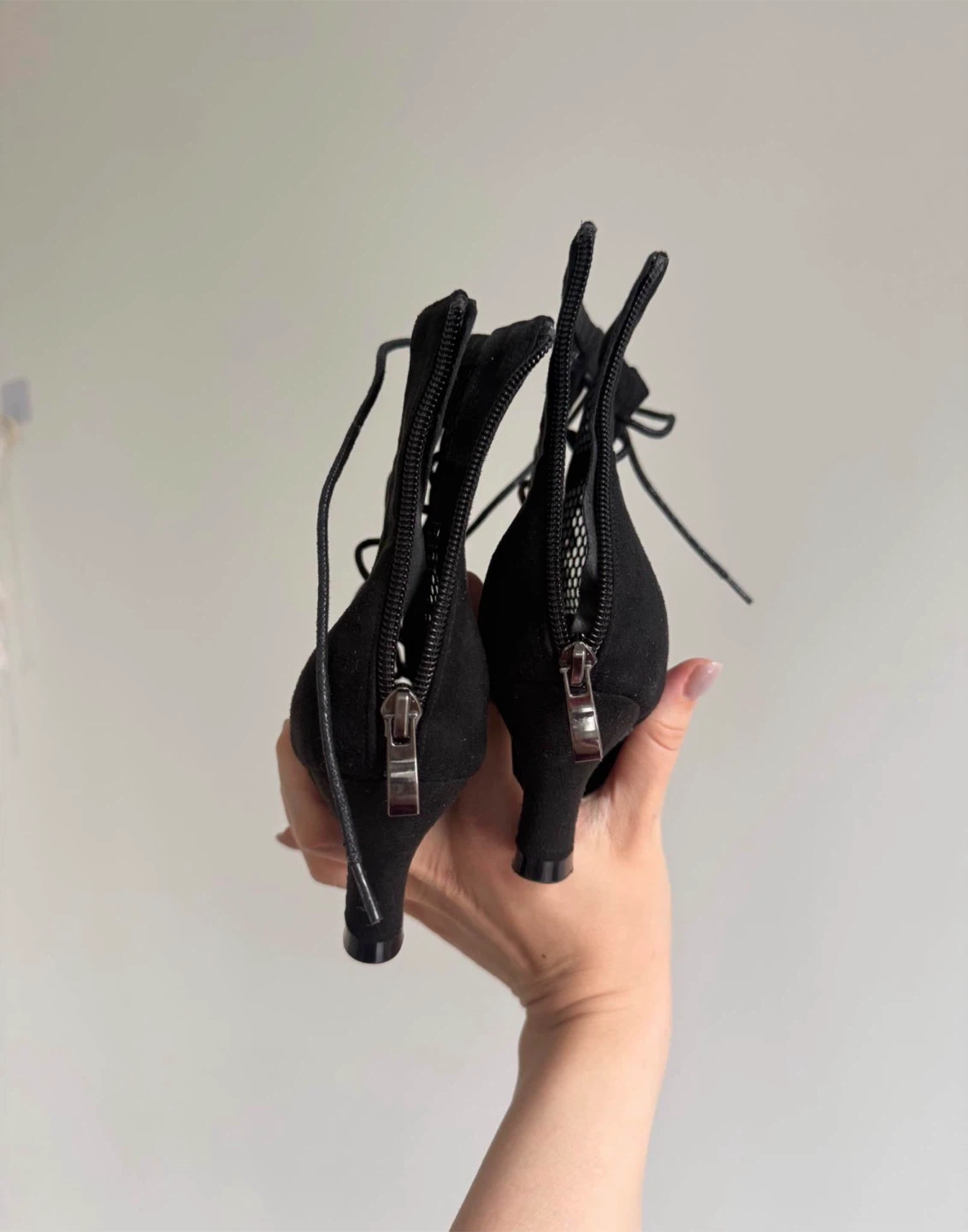 Latina Black Mesh Lace-up Peep-toe Dance Boots - photo 2