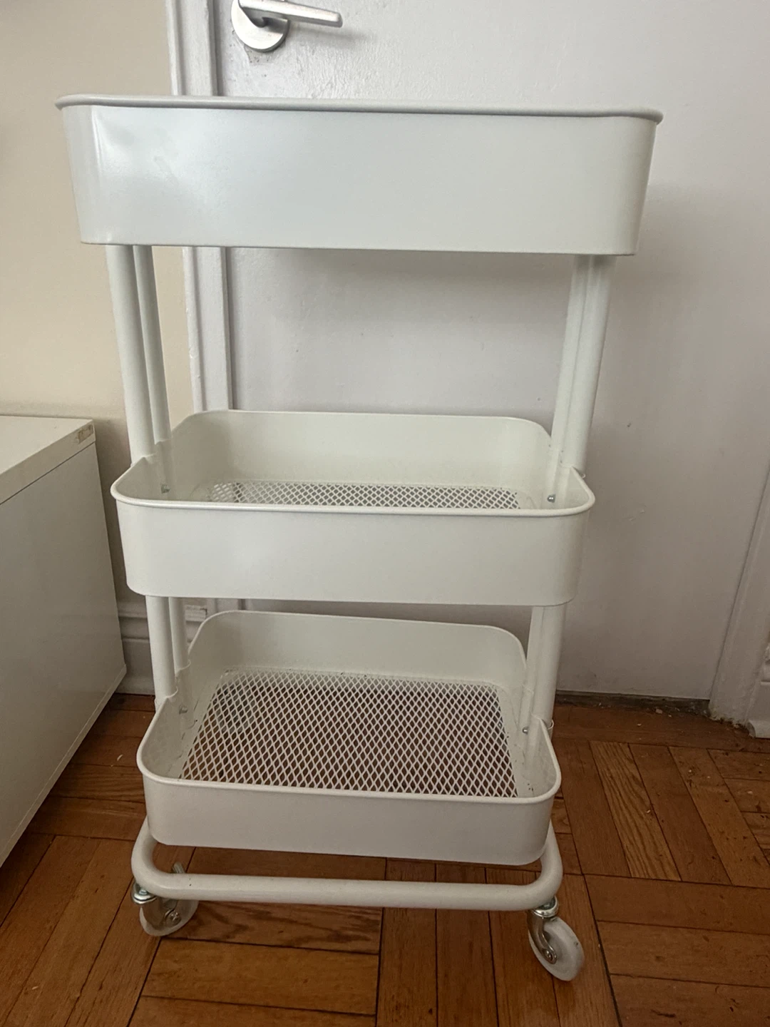 White 3-Tier Rolling Storage Cart