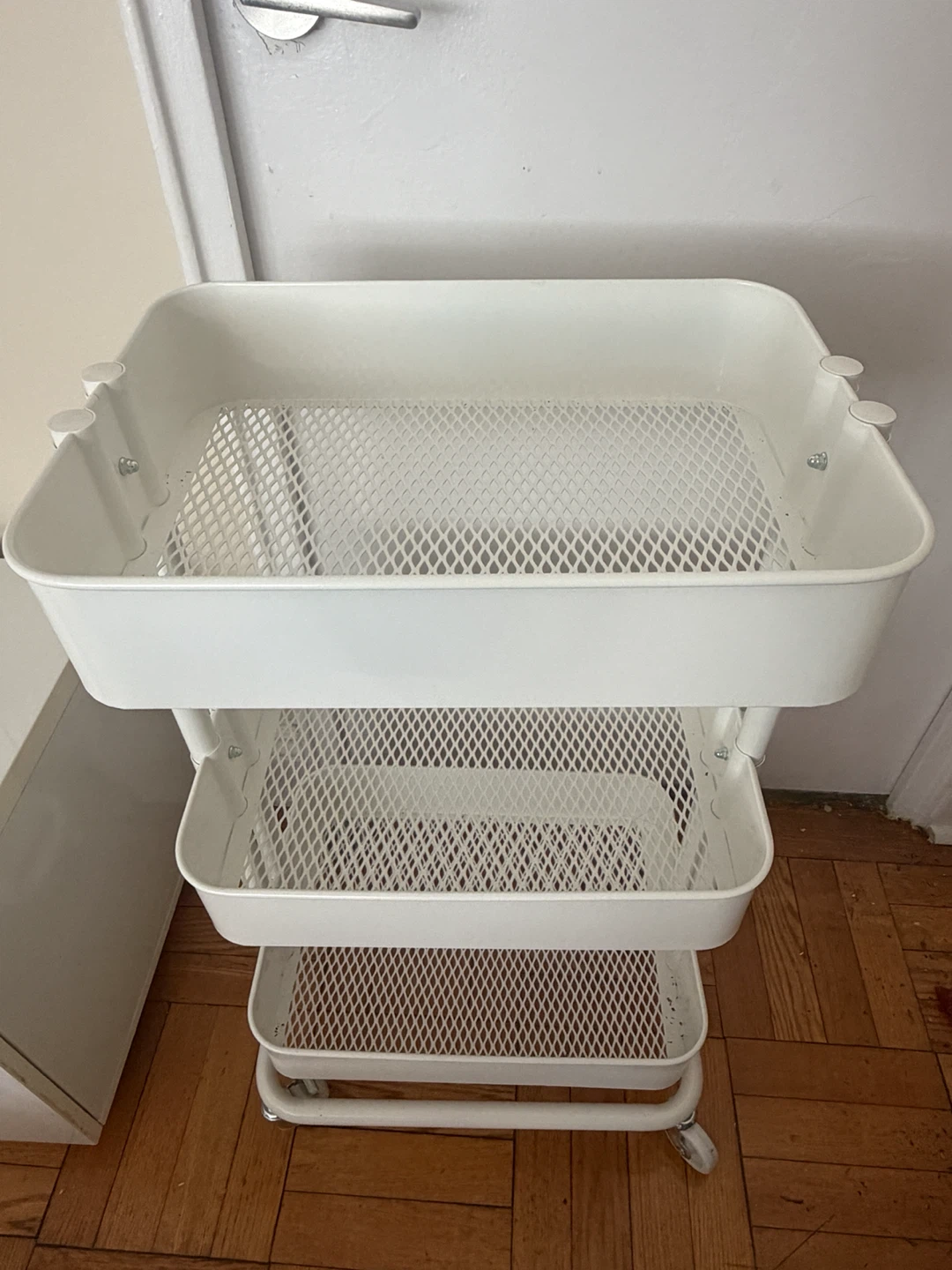 White 3-Tier Rolling Storage Cart - photo 2