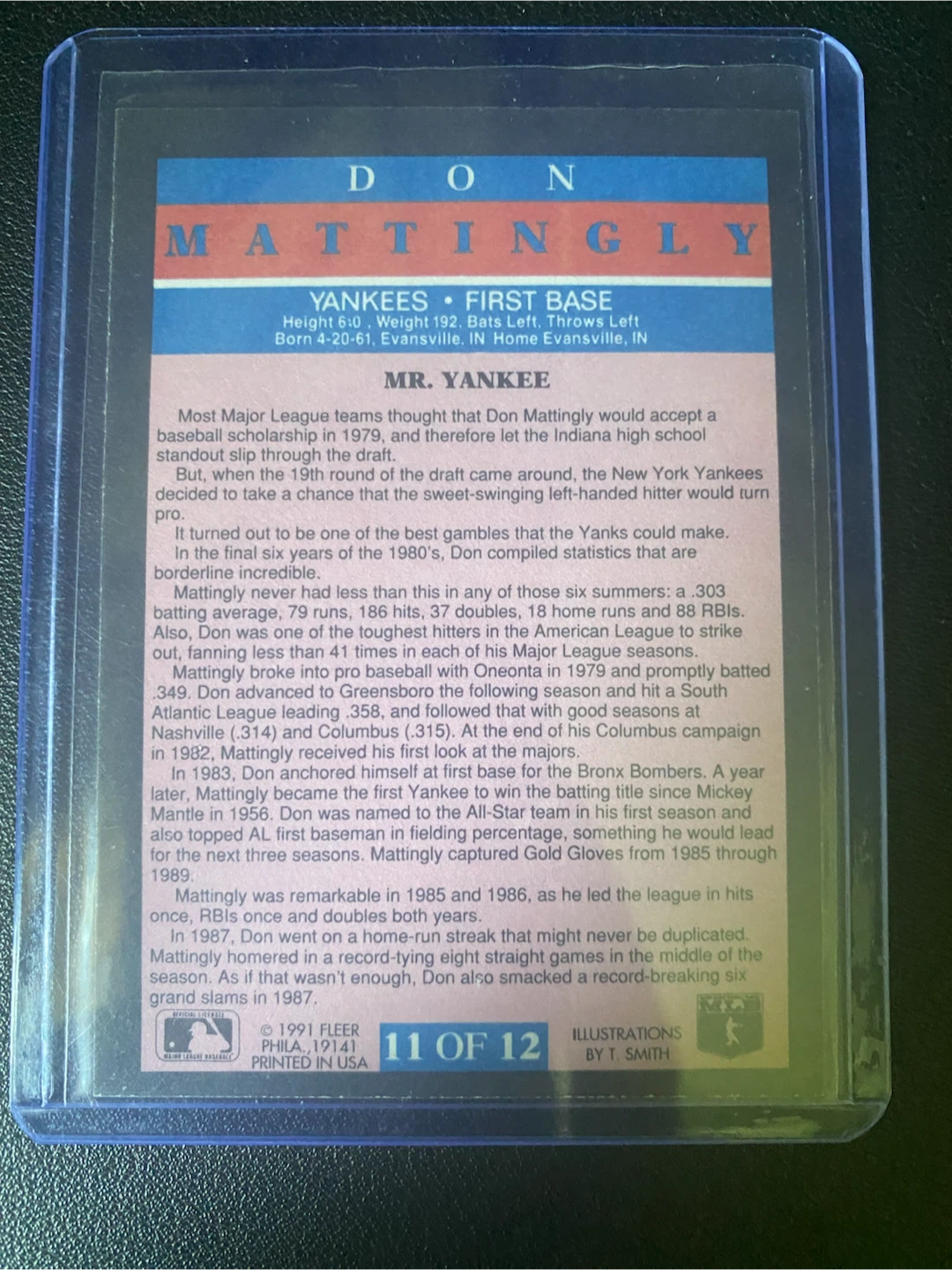1991 Fleer Don Mattingly Pro Vision Card - photo 2