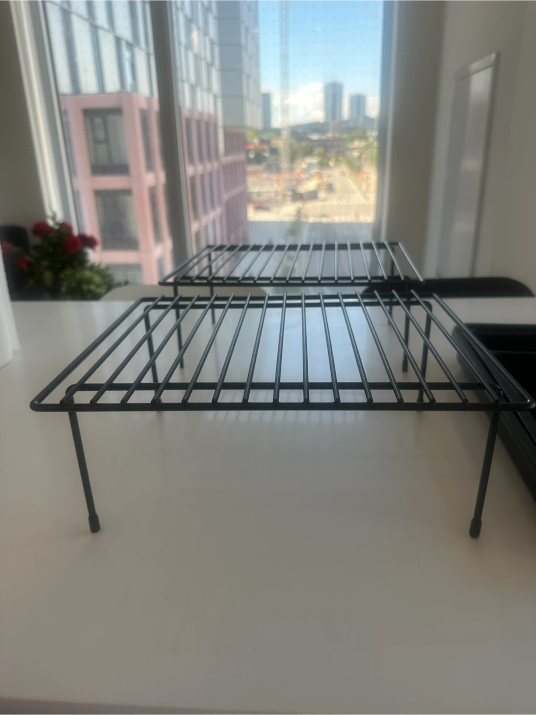 Set of 3 Black Metal Shelf Organizers
