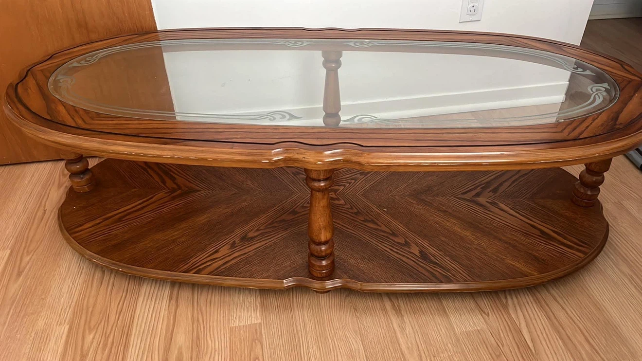 Oval Coffee Table with Glass Top