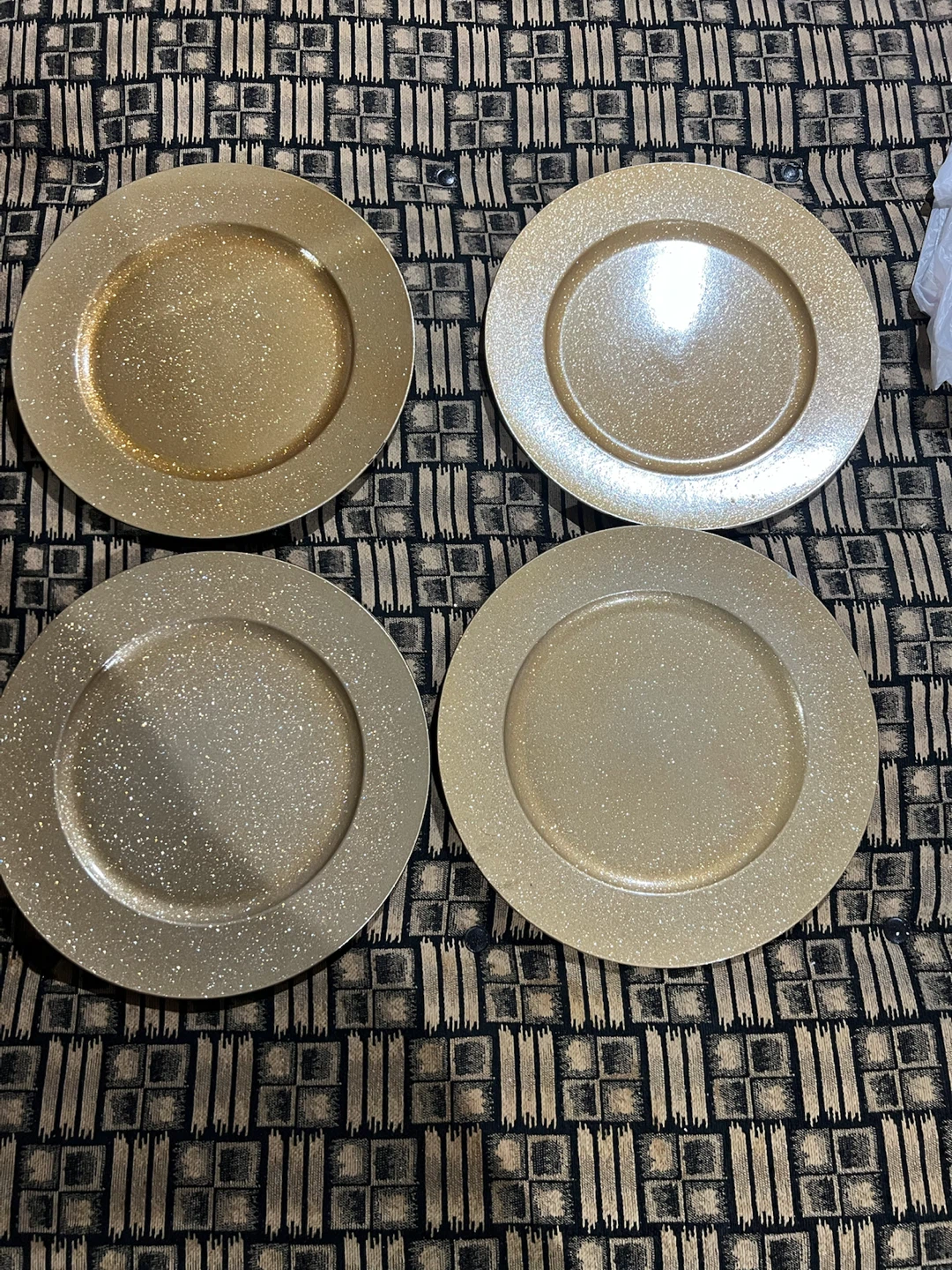 Golden glitter plastic plates