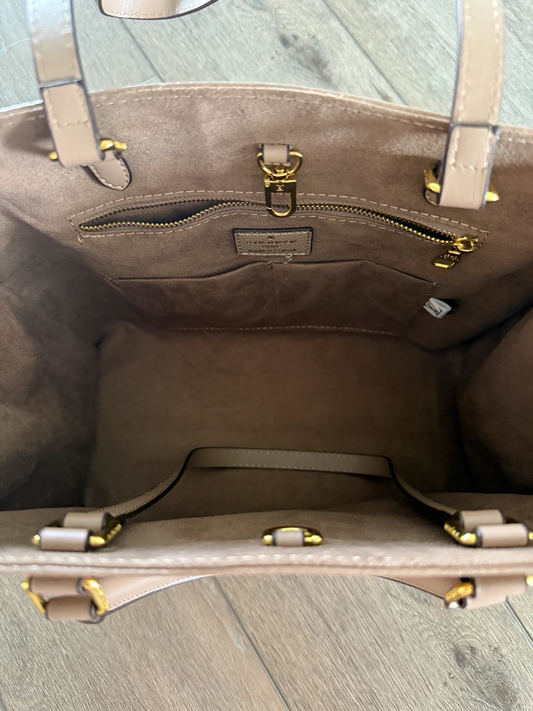 Designer Inspired Taupe Tote Bag with Long Shoulder Strap - photo 3