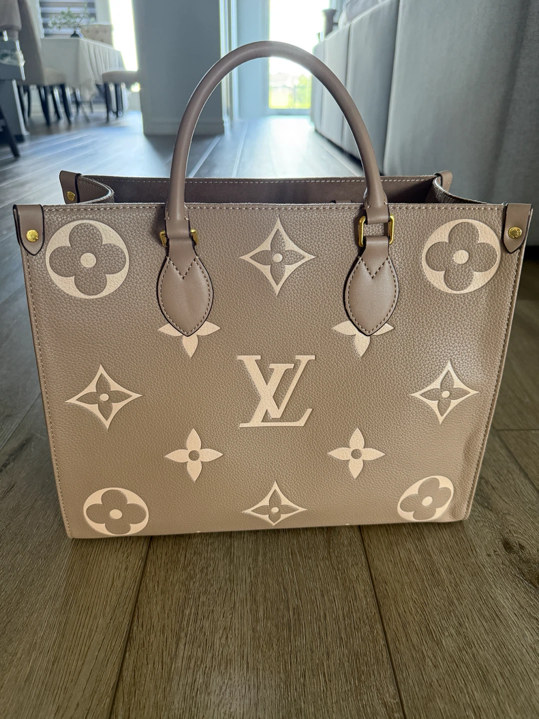 Designer Inspired Taupe Tote Bag with Long Shoulder Strap - photo 4