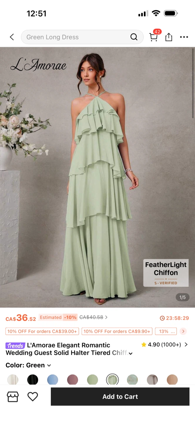 L'Amorae Elegant Romantic Wedding Guest Halter Dress