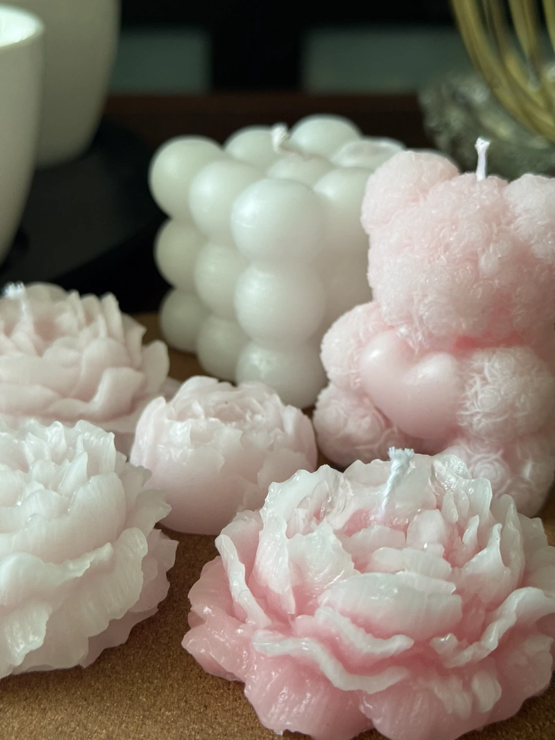 Candle Set - Bear, Flowers, Bubble