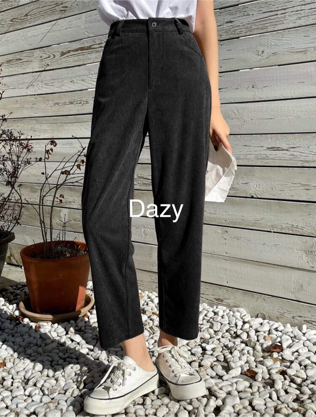 Dazy Corduroy Pants Black