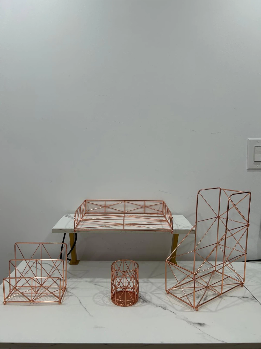 Rose Gold Wire Desk Organizers (Set of 4) - photo 3
