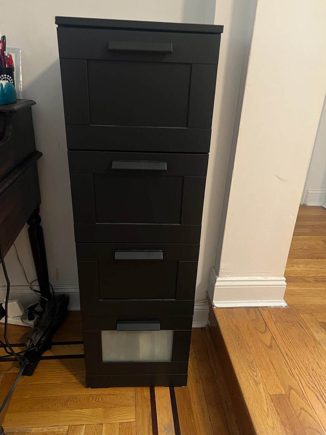 Black four drawer cabinet