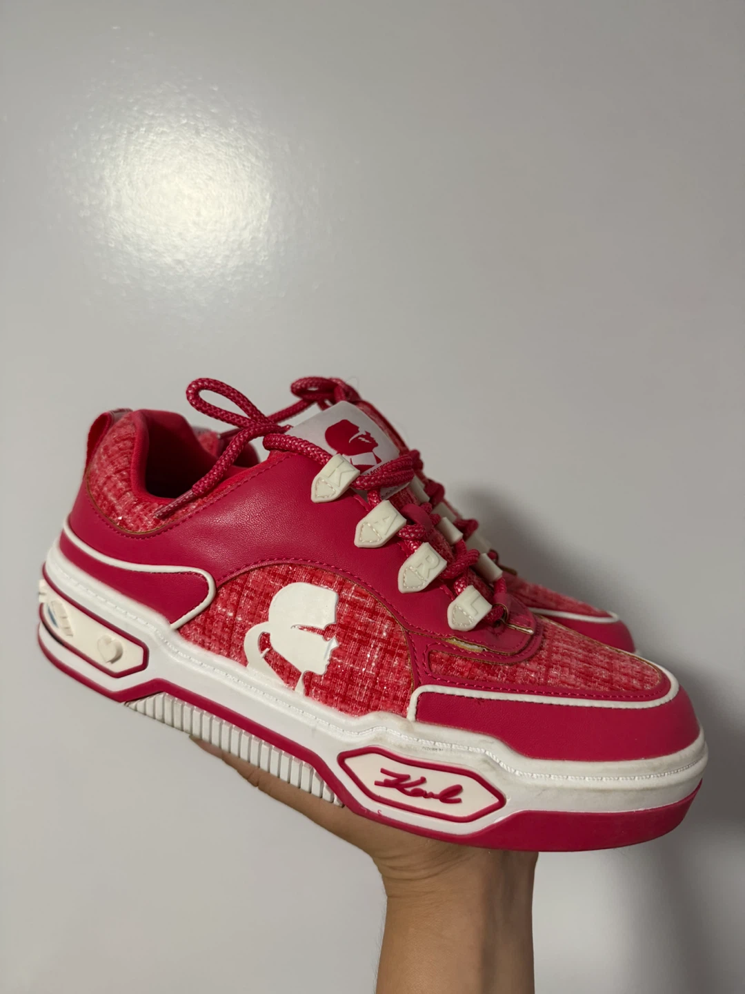 Karl Lagerfeld Pink Tweed Sneakers