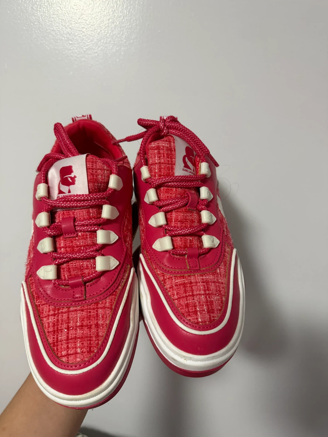 Karl Lagerfeld Pink Tweed Sneakers - photo 2